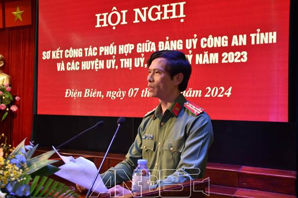 Description: D:\Năm 2024\TTĐT 30.2.24\Logo\Đại tá Ngô Thanh Binh, Bí thư Đảng uỷ, Giám đốc Công an tỉnh phát biểu tại hội nghị.jpg